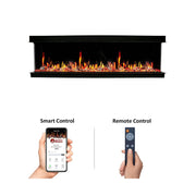 2025 New 2025 Warmcastle 60-Inch 3-Sided Smart Electric Fireplace with Crackling Sounds, App Control, Driftwood Logs, Reflective Fire Glass Amber (Model: ZEF60TA) - Litedeer Homes