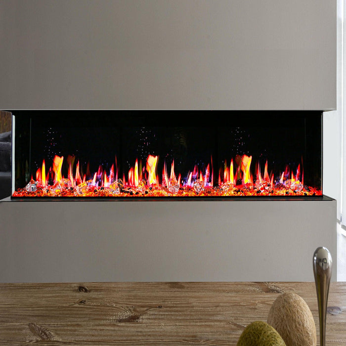 Warmcastle 72" 3-Side Smart HD LED Electric fireplace wifi enabled with app diamond-like crystal (Model : ZEF72T) - Litedeer Homes