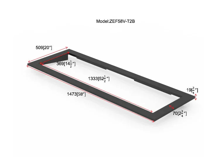 Litedeer Homes 58" Smart Electric Fireplace Trim Kit - ZEF58V-T2B, Black - Litedeer Homes