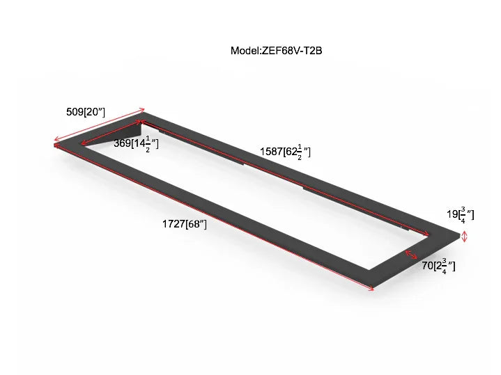 Litedeer Homes 68" Smart Electric Fireplace Trim Kit - ZEF68X-T2B, Black - Litedeer Homes