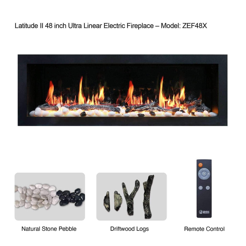 Litedeer Gloria II 48-in Smart Push-in Electric Fireplace - ZEF48X, ZEF48X-T2S, Silver | White