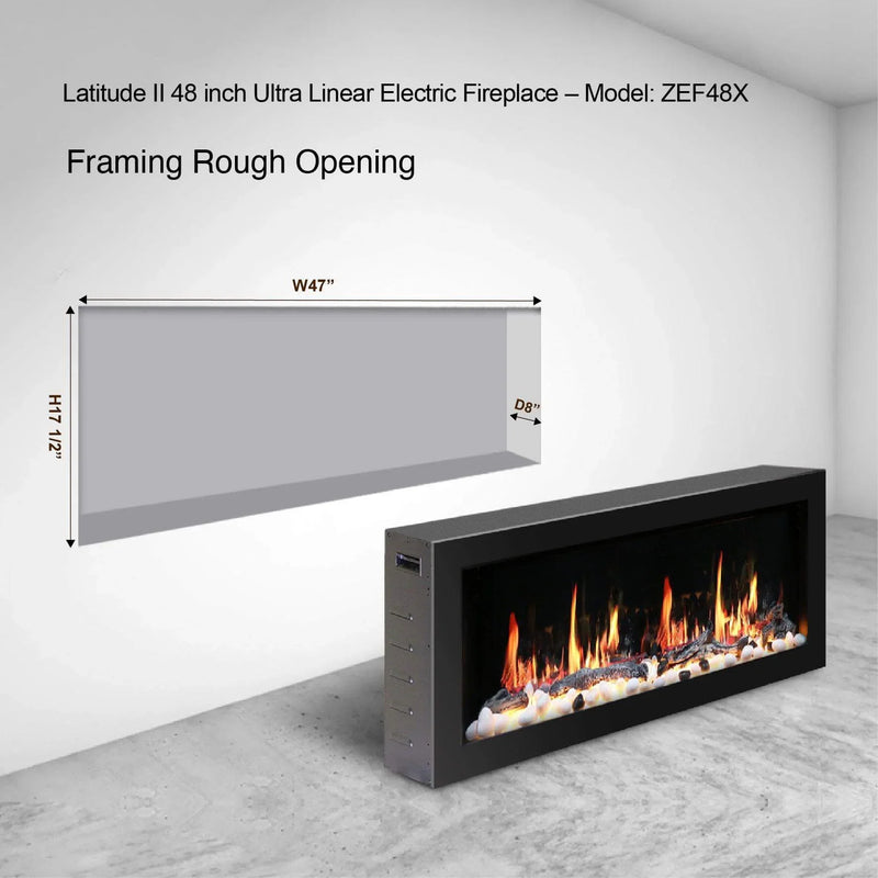 Litedeer Gloria II 48" Smart Push-in Electric Fireplace with App-ZEF48XS,Silver White - Litedeer Homes