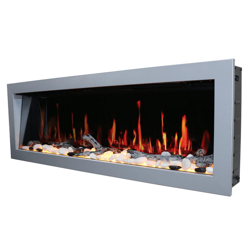Litedeer Gloria II 58" Smart Push-in Electric Fireplace with App - ZEF58VS, Silver - Litedeer Homes