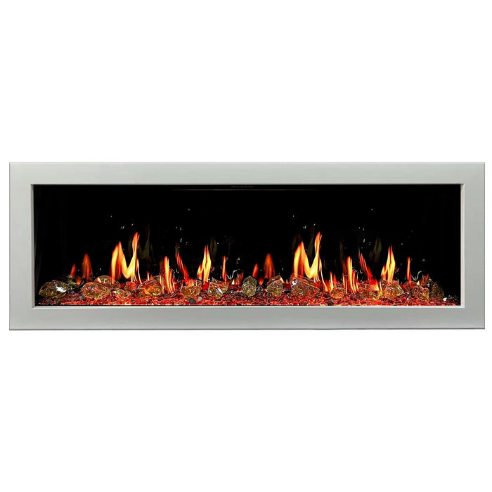 Litedeer Homes Gloria II 58" Smart Electric Fireplace with App Reflective Amber Glass - ZEF58VAW, White - Litedeer Homes