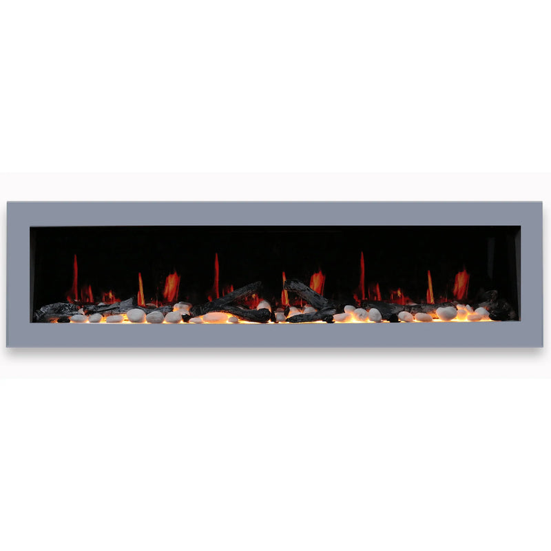 Litedeer Gloria II 68" Smart Push-in Electric Fireplace with App - ZEF68XS, Silver - Litedeer Homes