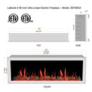 Litedeer Gloria II 68-in Smart Control Electric Fireplace with App Wifi Enabled - ZEF68XCW 68 inch White Fireplace - Litedeer Homes