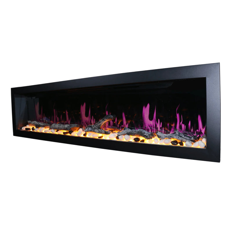 Litedeer Gloria II 78" Smart Push-in Electric Fireplace with App - ZEF78VS, Silver - Litedeer Homes