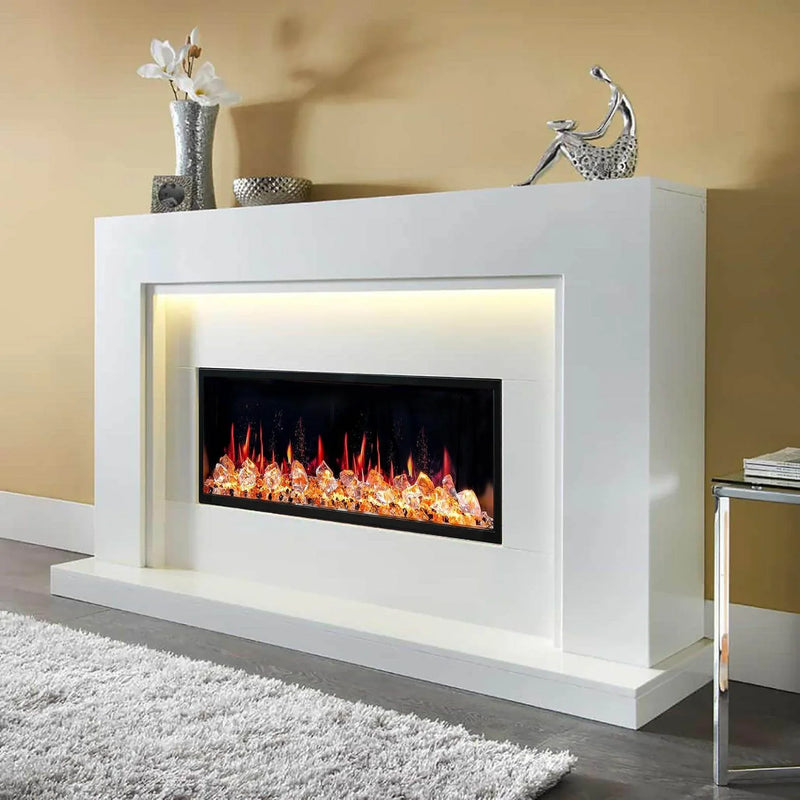 2025 New Litedeer Homes Latitude 45-inch Ultra-Slim Smart Electric Fireplace with 1-inch Trim, Multi-Flame LED, Crushed Ice Rocks, WiFi/App-Control, Flush/Recessed/Wall-Mounted (Model: ZEF45XC) - Litedeer Homes
