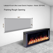 2025 New Litedeer Homes Latitude 45-inch Ultra-Slim Smart Electric Fireplace with 1-inch Trim, Multi-Flame LED, Crushed Ice Rocks, WiFi/App-Control, Flush/Recessed/Wall-Mounted (Model: ZEF45XC) - Litedeer Homes