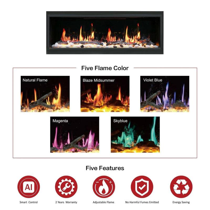 Litedeer Latitude 45-in Smart Built-in Electric Fireplace with App - ZEF45X, Black