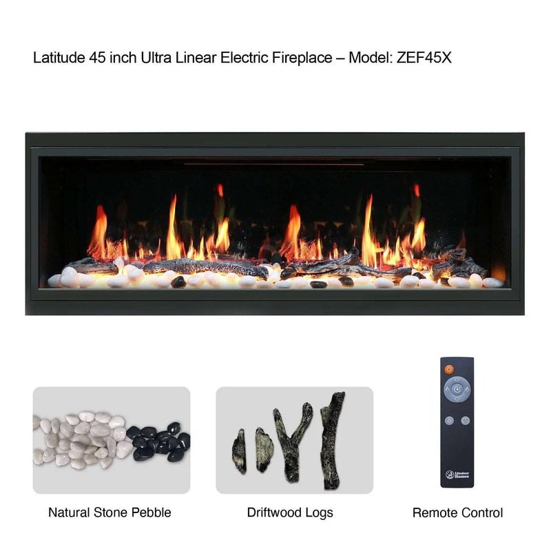 Litedeer Latitude 45-in Smart Built-in Electric Fireplace with App - ZEF45X, Black