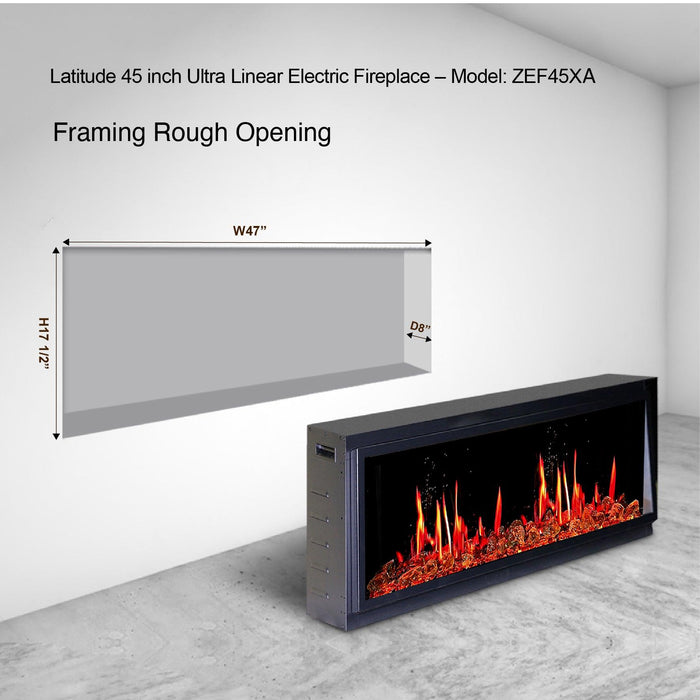 Litedeer Latitude ZEF45XA 45 inch Smart Electric Fireplace with app realistic flame Black - Litedeer Homes