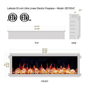 2025 New Litedeer Homes Latitude 55 inch Built-in Smart Electric Fireplace with Crackling Sounds, Diamond-like Crystal - ZEF55VC - Litedeer Homes