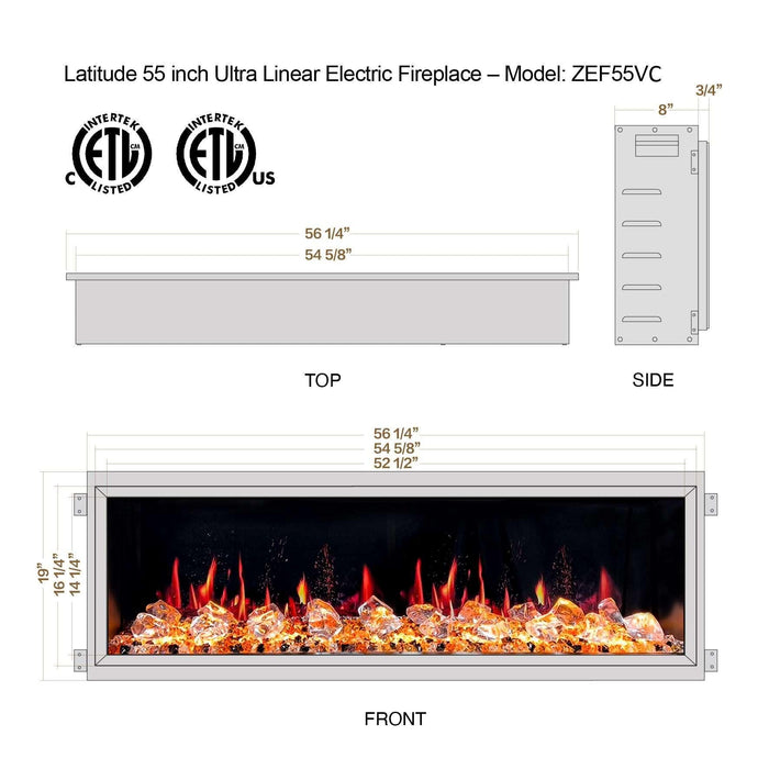 Litedeer Latitude 55-in Smart Control Electric Fireplace Wifi Enabled -ZEF55VC