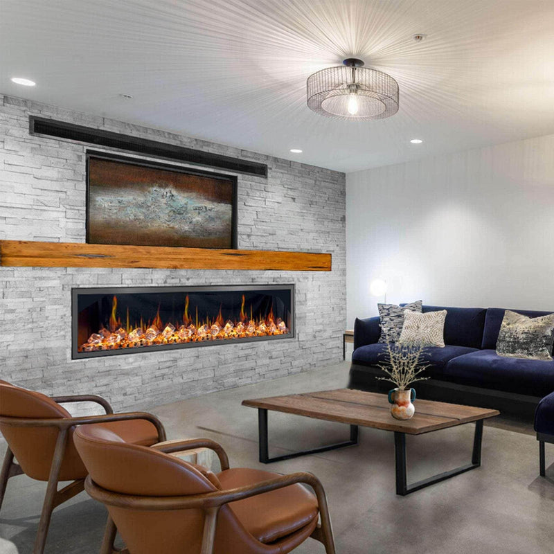 2025 New Litedeer Homes Latitude 75 inch Smart Control HD LED Electric Fireplace Wifi Enabled (Model: ZEF75VC),Black - Litedeer Homes