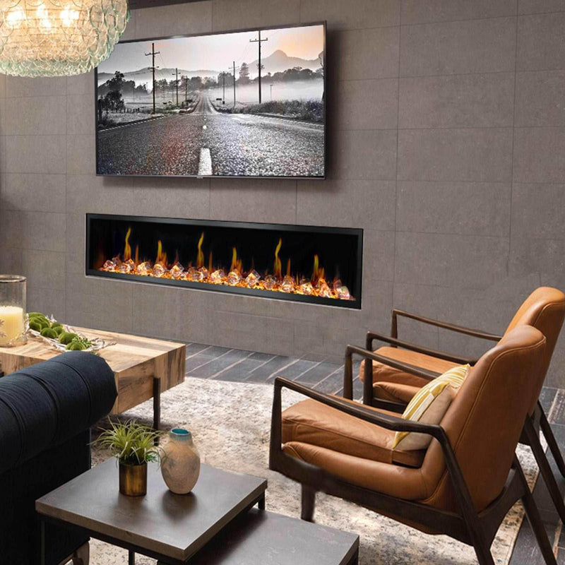 2025 New Litedeer Homes Latitude 75 inch Smart Control HD LED Electric Fireplace Wifi Enabled (Model: ZEF75VC),Black - Litedeer Homes
