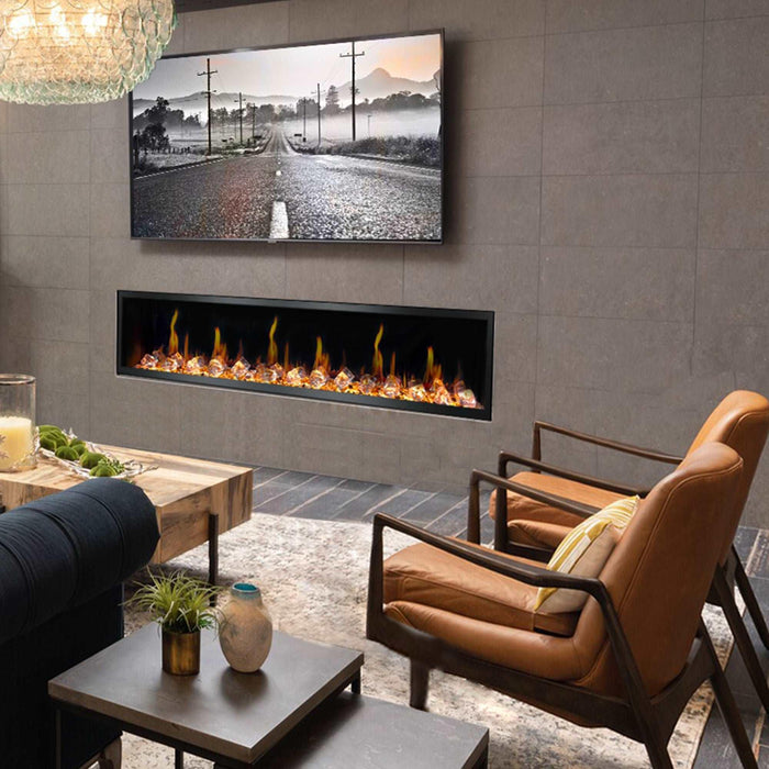 Litedeer Latitude 75-in Smart Control Electric Fireplace Wifi Enabled -ZEF75VC,Black