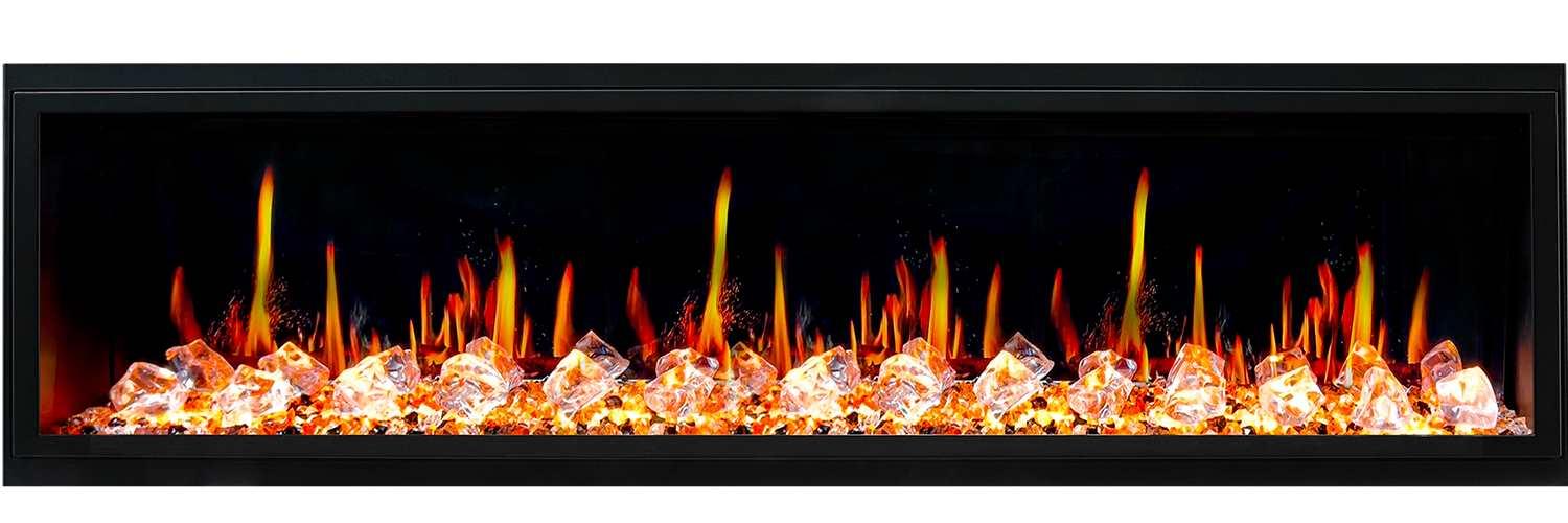 Litedeer Latitude 75-in Smart Control Electric Fireplace Wifi Enabled -ZEF75VC,Black