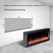 2025 New Litedeer Homes Latitude 75 inch Smart Control HD LED Electric Fireplace Wifi Enabled (Model: ZEF75VC),Black - Litedeer Homes