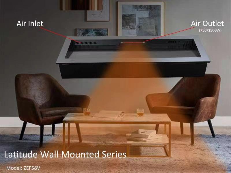 Litedeer Latitude 75-in Smart Control Electric Fireplace Wifi Enabled -ZEF75VC,Black - Litedeer Homes