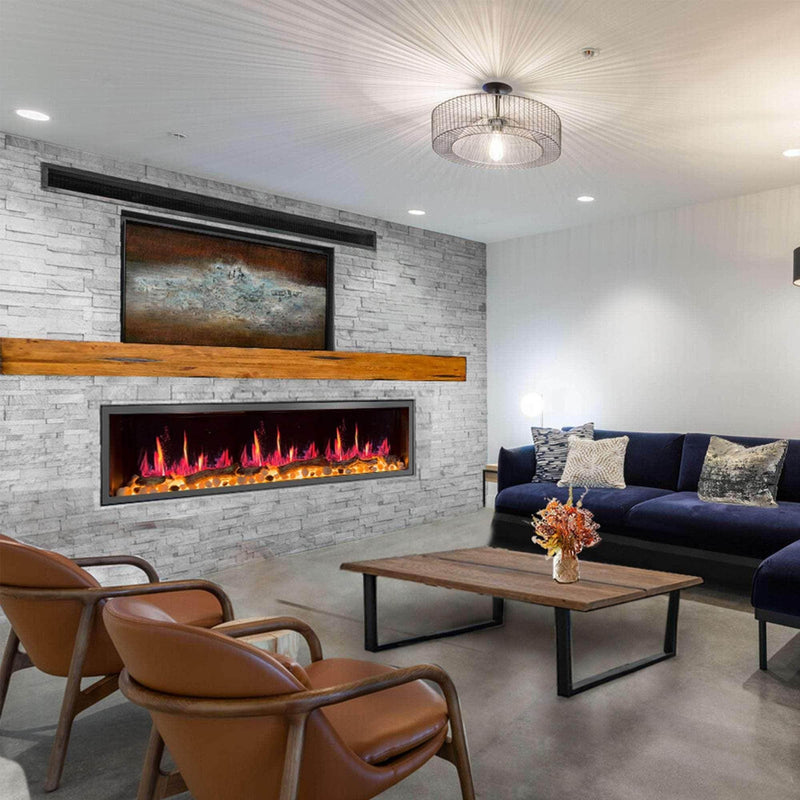 2025 New Litedeer Homes Latitude 75 inch Smart Control HD LED Electric Fireplace Wifi Enabled (Model: ZEF75VC),Black - Litedeer Homes