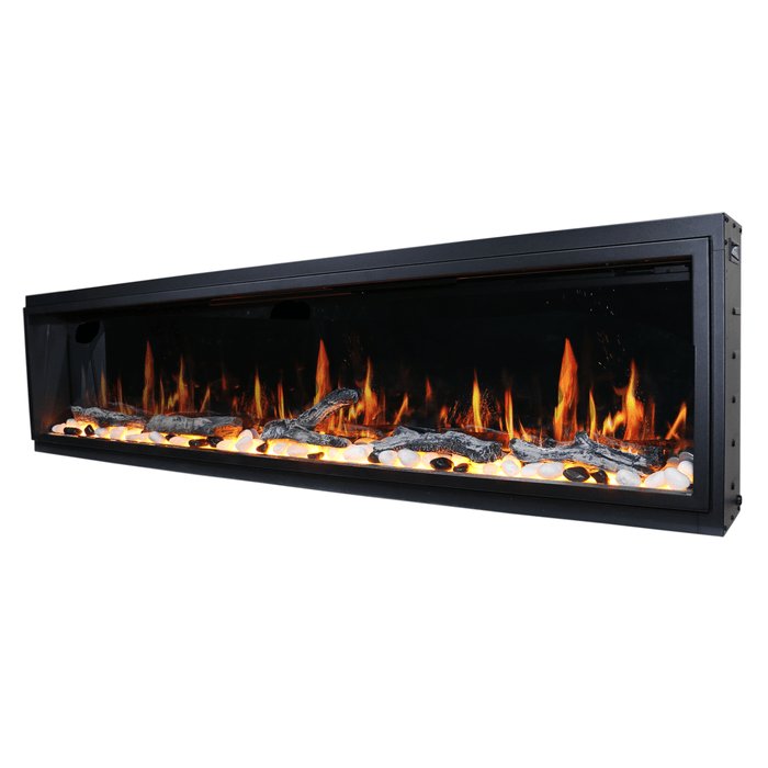 Latitude 75" Smart Built-in Linear Electric Fireplace with App Crackling Sounds - ZEF75V,Black - Litedeer Homes