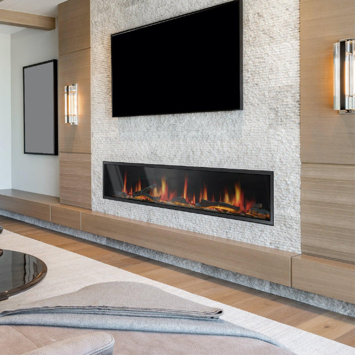 Latitude 75" Smart Built-in Linear Electric Fireplace with App Crackling Sounds - ZEF75V,Black - Litedeer Homes