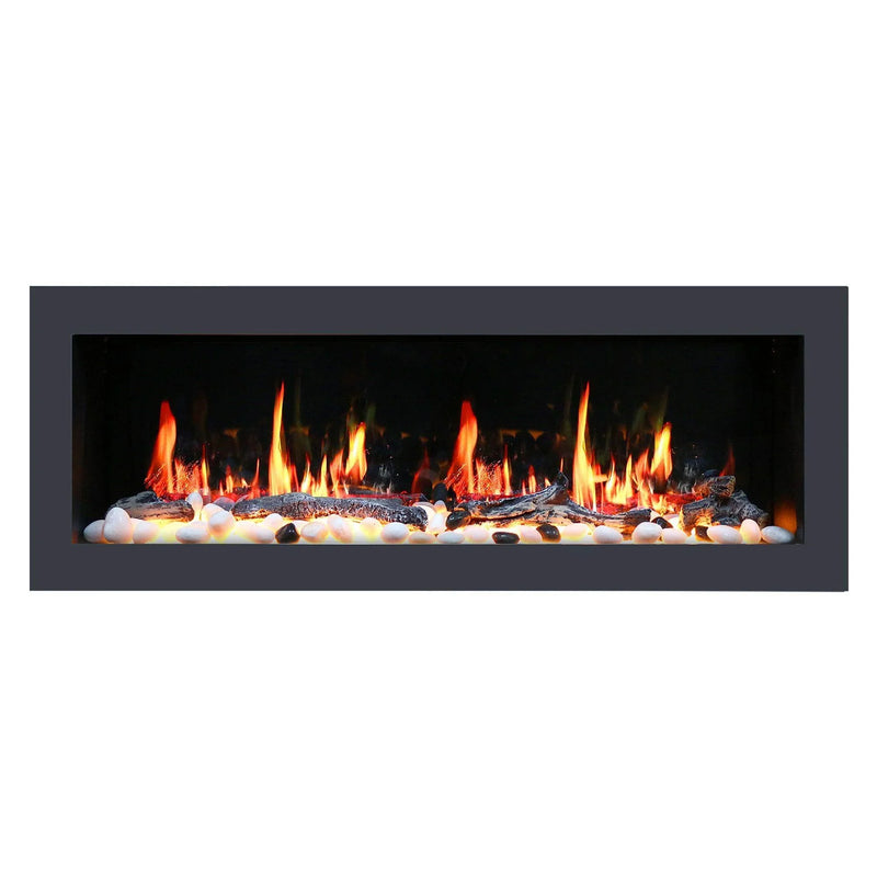 2025 New Litedeer Homes Latitude II 48-in Wall Mounted Smart Electric Fireplace with App, Crackling Sounds, Driftwood Log & River Rock - ZEF48X - Litedeer Homes
