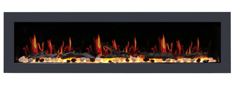2025 New Litedeer Homes Latitude II 48-in Wall Mounted Smart Electric Fireplace with App, Crackling Sounds, Driftwood Log & River Rock - ZEF48X - Litedeer Homes