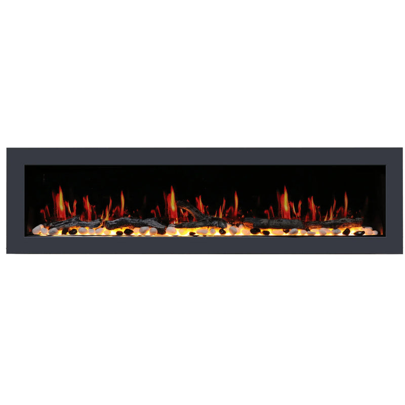 2025 New Litedeer Homes Latitude II 48-in Wall Mounted Smart Electric Fireplace with App, Crackling Sounds, Driftwood Log & River Rock - ZEF48X - Litedeer Homes