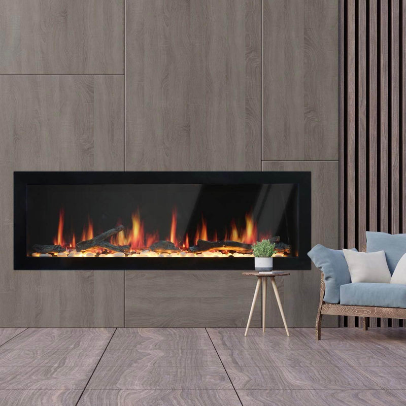 2025 New Litedeer Homes Latitude II 48-in Wall Mounted Smart Electric Fireplace with App, Crackling Sounds, Driftwood Log & River Rock - ZEF48X - Litedeer Homes