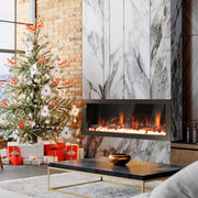 2025 New Litedeer Homes Latitude II 48-in Wall Mounted Smart Electric Fireplace with App, Crackling Sounds, Driftwood Log & River Rock - ZEF48X - Litedeer Homes