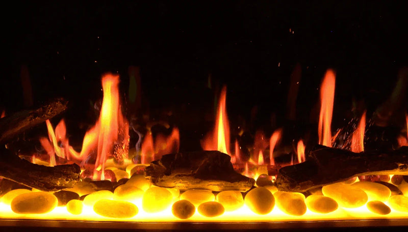 2025 New Litedeer Homes Latitude II 48-in Wall Mounted Smart Electric Fireplace with App, Crackling Sounds, Driftwood Log & River Rock - ZEF48X - Litedeer Homes