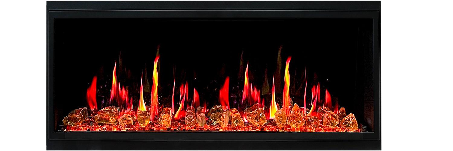 Litedeer Latitude 48" Smart Wall Mount Electric Fireplace with Amber Glass - ZEF48XA, Amber Glass Black - Litedeer Homes