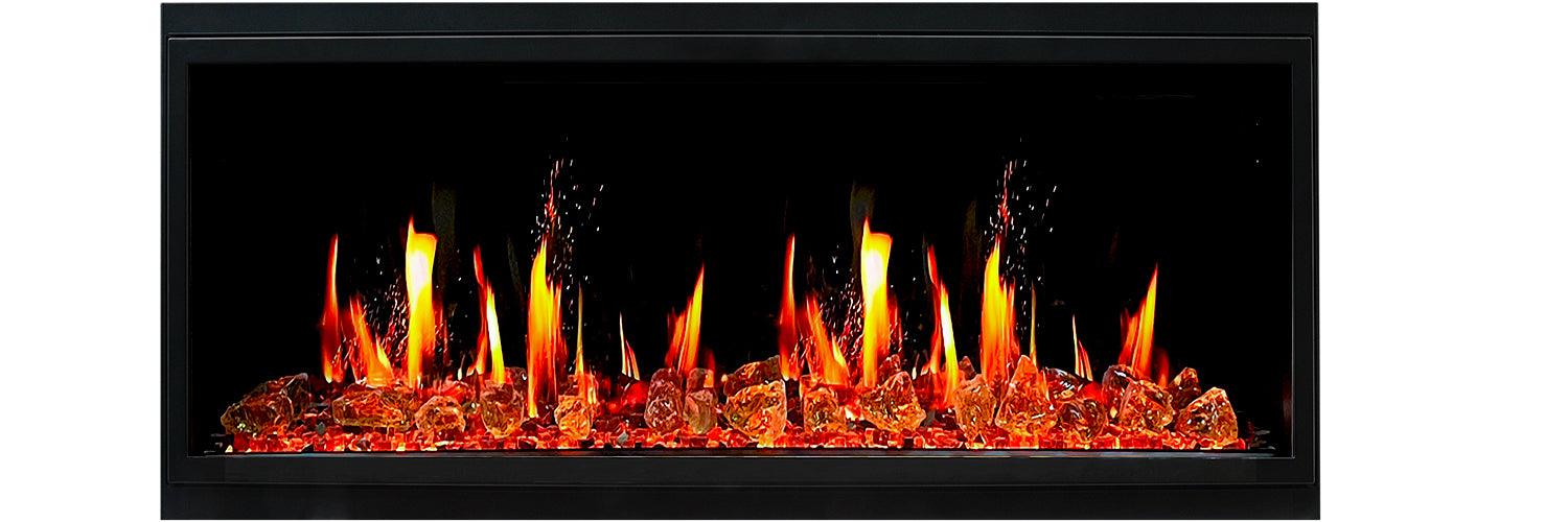 Litedeer Latitude 48" Smart Wall Mount Electric Fireplace with Amber Glass - ZEF48XA, Amber Glass Black - Litedeer Homes