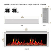 Litedeer Homes Latitude II 48 inch Wall Mount Smart Electric Fireplace with Reflective Amber Glass - ZEF48XA - Litedeer Homes