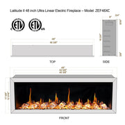 2025 New Litedeer Homes Latitude II 48 inch Wall Mounted Smart Electric Fireplace with APP 3-inch Trim - Multi-flame Style - ZEF48XC - Litedeer Homes