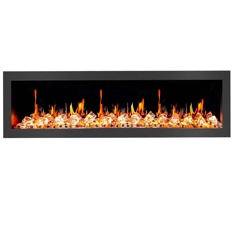 2025 New Litedeer Homes Latitude II 58-inch Wall Mount Smart Electric Fireplace with app Diamond-like Crystal - ZEF58VC, Black - Litedeer Homes