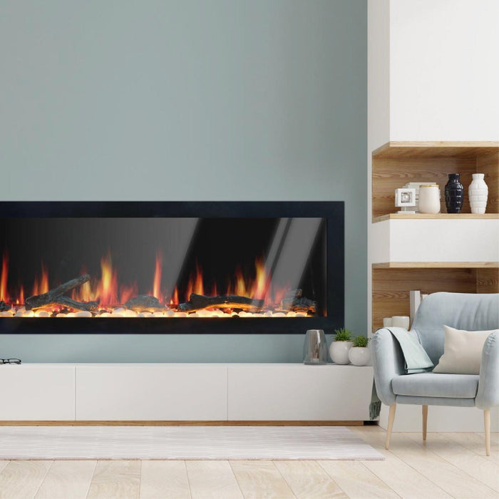 Litedeer Latitude II 58" Wall Mounted Electric Fireplace with App - ZEF58V,Black - Litedeer Homes