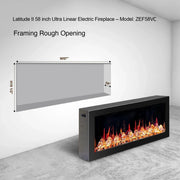 2025 New Litedeer Latitude II 58-inch Wall-Mounted Smart Electric Fireplace with Crackling Sounds, Multi-Flame Style, APP Control, Reflective Amber Glass - ZEF58T - Litedeer Homes