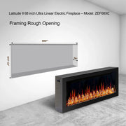 Litedeer Latitude II 68-in Smart Control Electric Fireplace Wifi Enabled - ZEF68XC, Black - Litedeer Homes