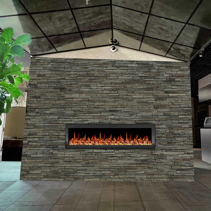Litedeer Latitude 68-in Smart Control Electric Fireplace Wifi Enabled - ZEF68XC, Black