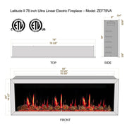 2025 New Litedeer Homes Latitude II 78 inch Wifi Smart Electric Fireplace with crackling - ZEF78VA - Litedeer Homes