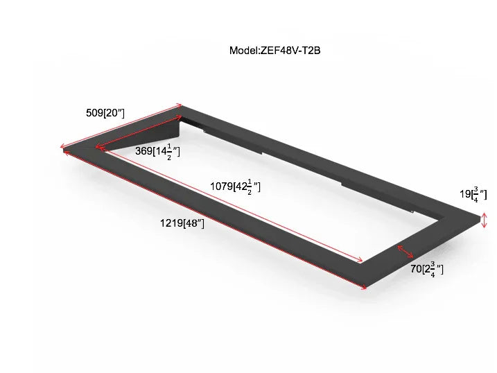 Litedeer Latitude II 48" Smart Electric Fireplace Trim Kit - ZEF48X-T2B, Black - Litedeer Homes