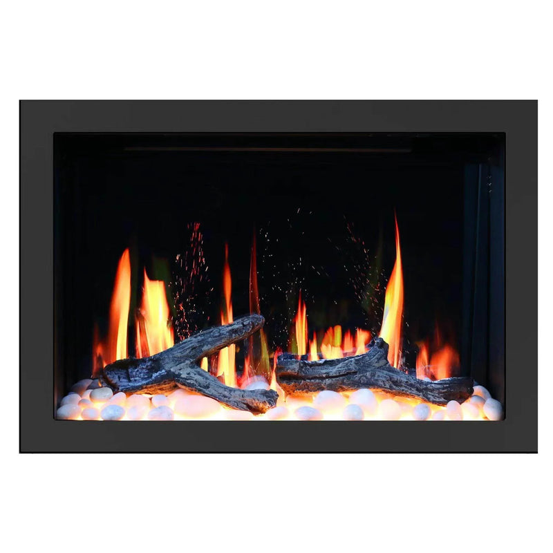 2025 New LiteStar 30-inch Wall Mounted Smart Electric Fireplace Insert with Crackling Sounds, Multi-Flame Style, Fireplace App Driftwood Log & River Rock (ZEF38VC-30) - Litedeer Homes