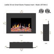 Litedeer LiteStar 38-in Electric Fireplace Insert Wifi Enabled - ZEF38VC, Black - Litedeer Homes