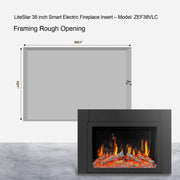 Litedeer LiteStar 38-in Electric Fireplace Insert Wifi Enabled - ZEF38VC, Black - Litedeer Homes